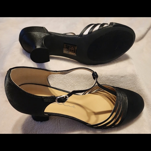 New Ellie Lucille Satin Dance Heels Black Size 10 - Picture 5 of 13